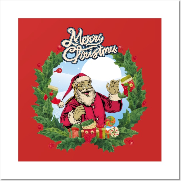 happy retro santa Wall Art by Rossla Designs